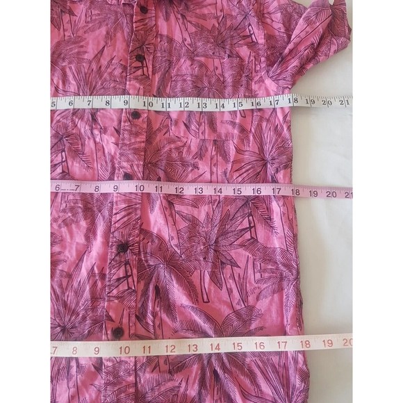 L.o.g.g. Womens Button down Shirt Size XS Pink Palms Print Hawaiian Tropical - Picture 11 of 12